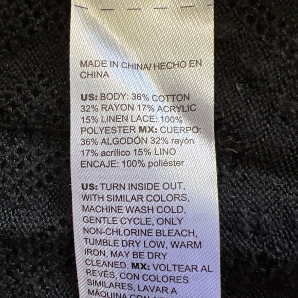 Chico's Cardigan Women's XL Black Open Crochet Lace Lightweight Sheer - Picture 7 of 11